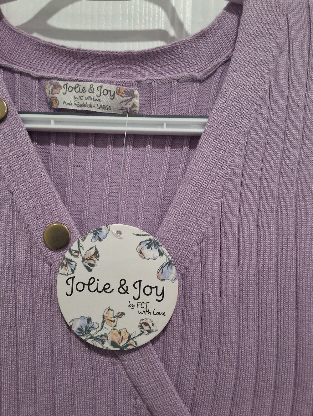 Jolie & Joy Lavender Ribbed V-Neck Sweater Cardigan